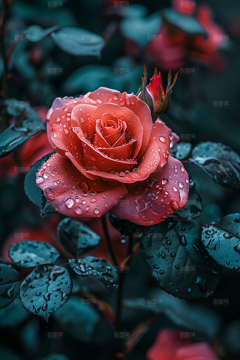 玫瑰花植物复古素材