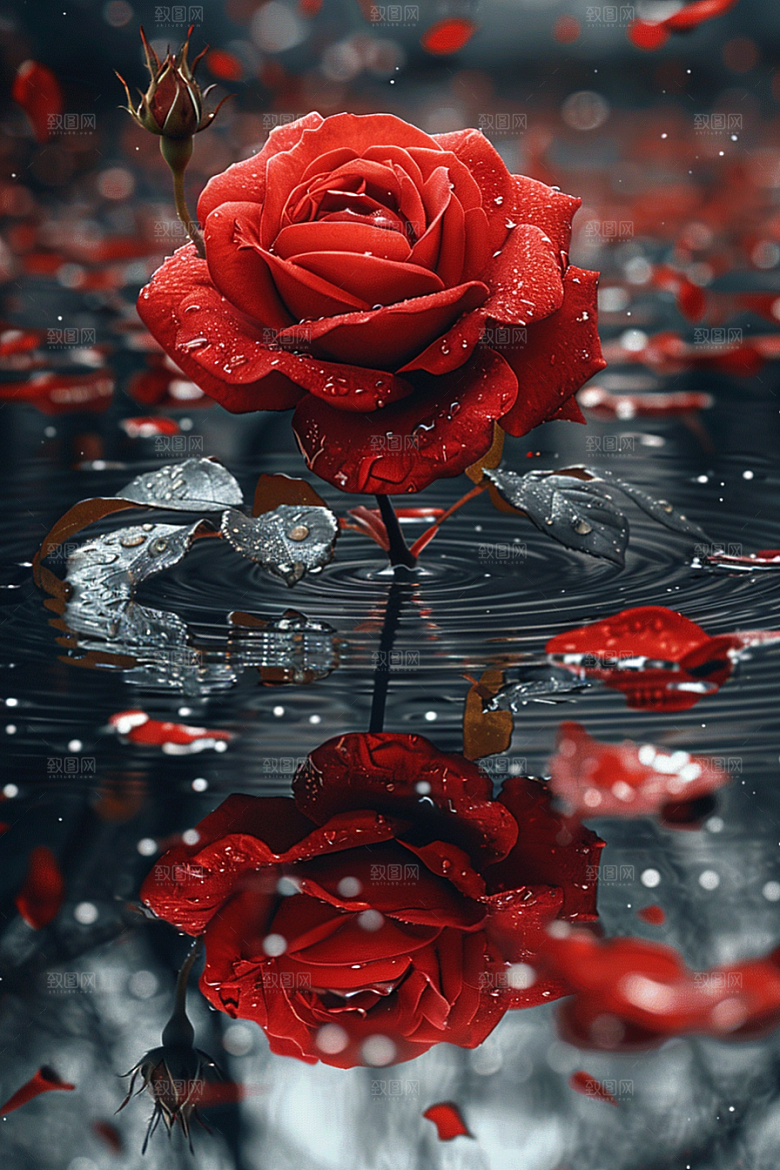 玫瑰花复古花卉素材