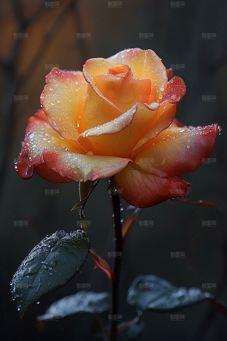 玫瑰花复古花卉素材