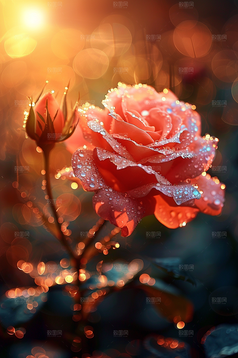 玫瑰花复古花朵素材