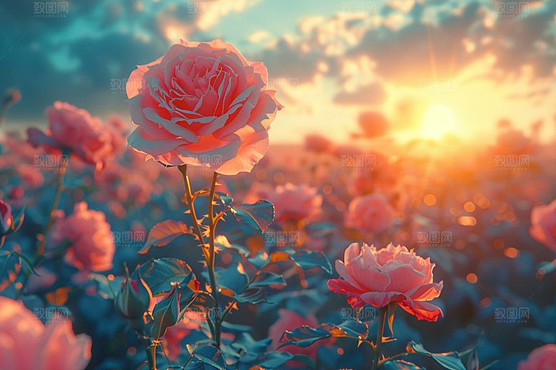 玫瑰花初夏繁花素材