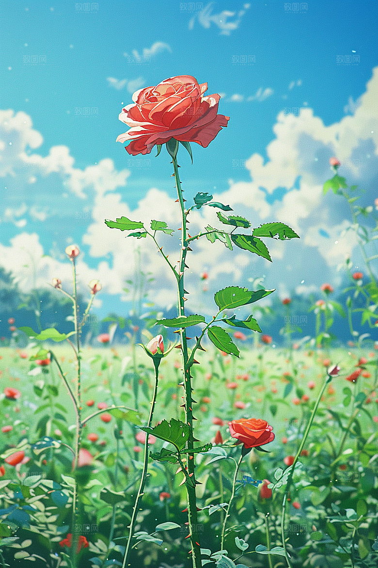 花卉玫瑰月季花复古素材