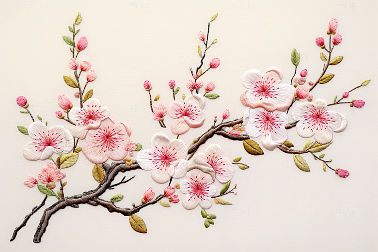 梅花刺绣技艺苏绣摄影图