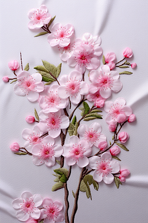 梅花刺绣精致中国传统摄影图