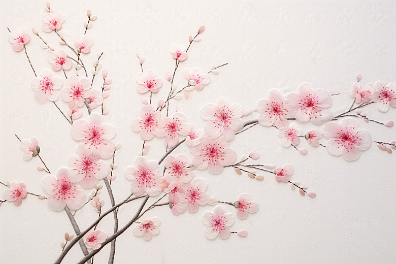 梅花刺绣高清苏绣摄影图