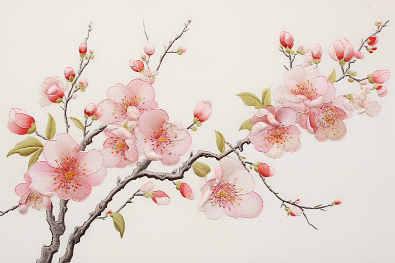 梅花刺绣高清苏绣摄影图