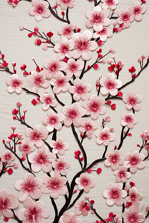 梅花刺绣中国风精致摄影图