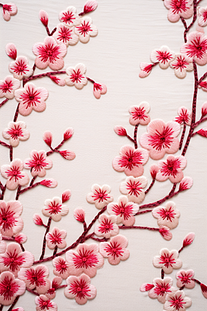 梅花刺绣中国传统高清摄影图