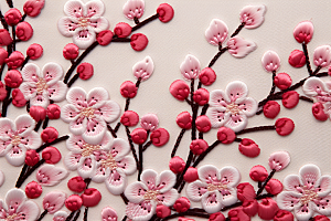 梅花刺绣中国传统精致摄影图