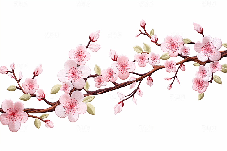 梅花刺绣精致高清摄影图