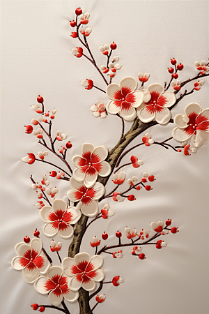 梅花刺绣中国风中国传统摄影图
