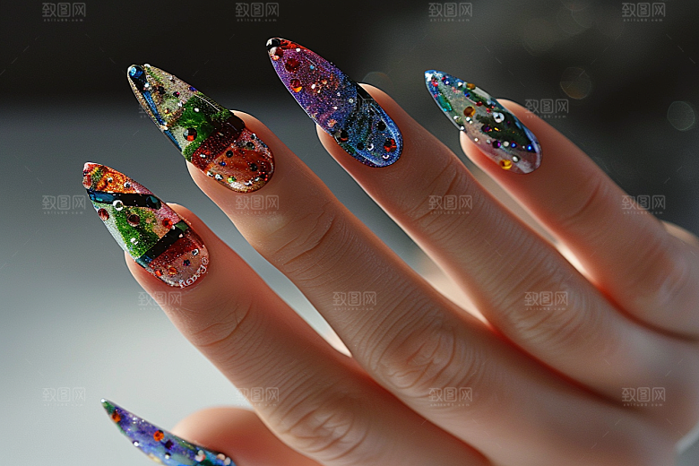精致美甲流行元素彩妆素材