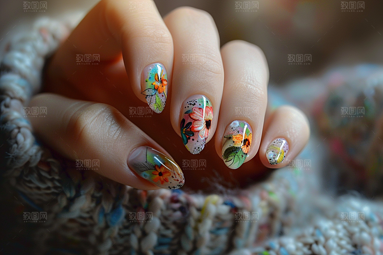 精致美甲高清作品素材