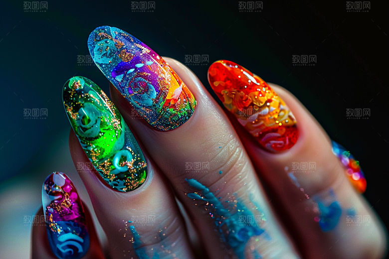 精致美甲设计唯美素材