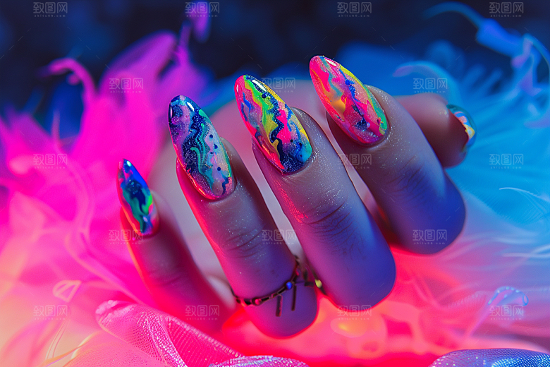 精致美甲作品华丽素材
