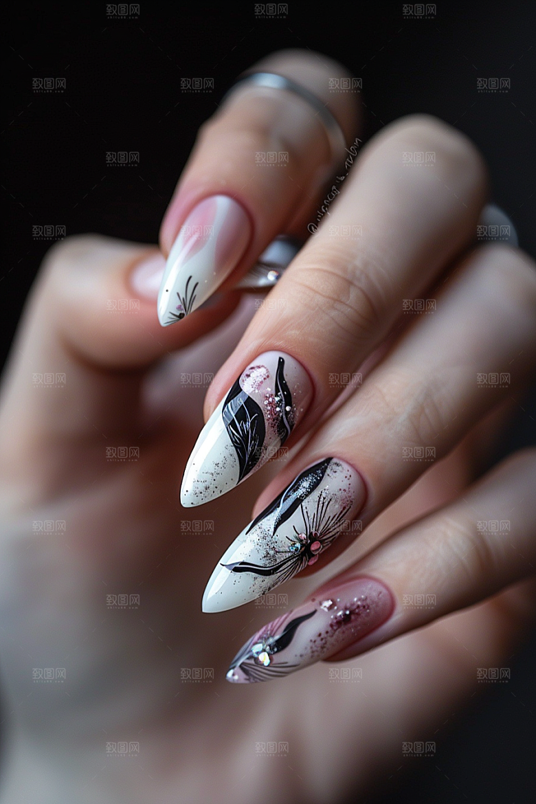 精致美甲流行元素彩妆素材