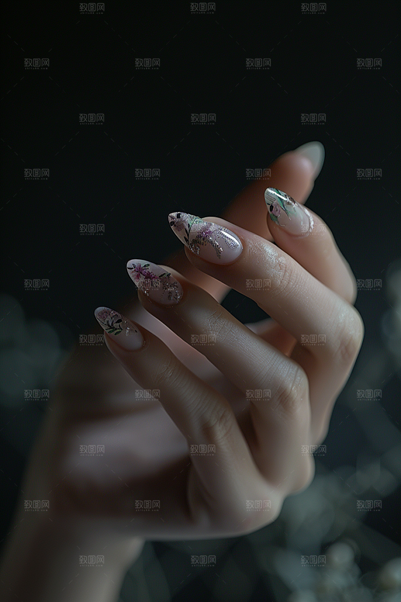 精致美甲作品华丽素材