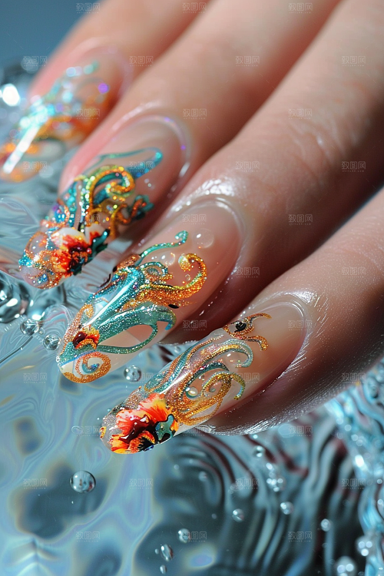 精致美甲作品高清素材