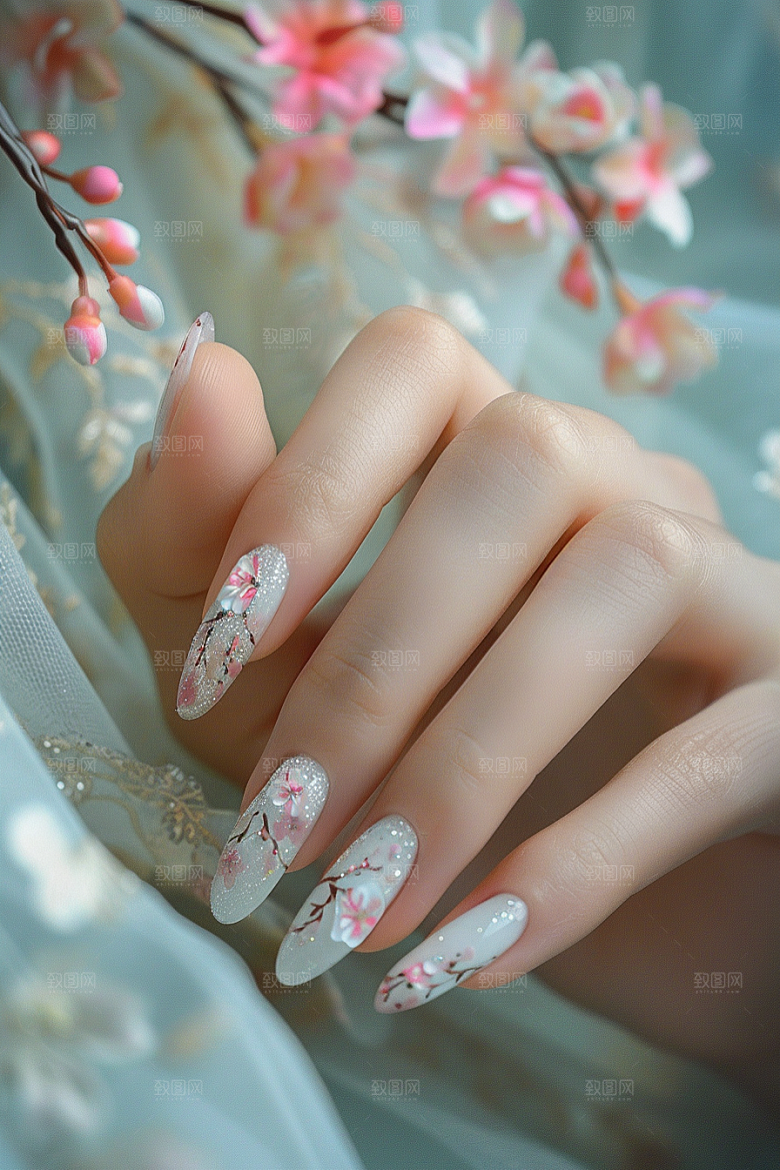 精致美甲作品彩妆素材