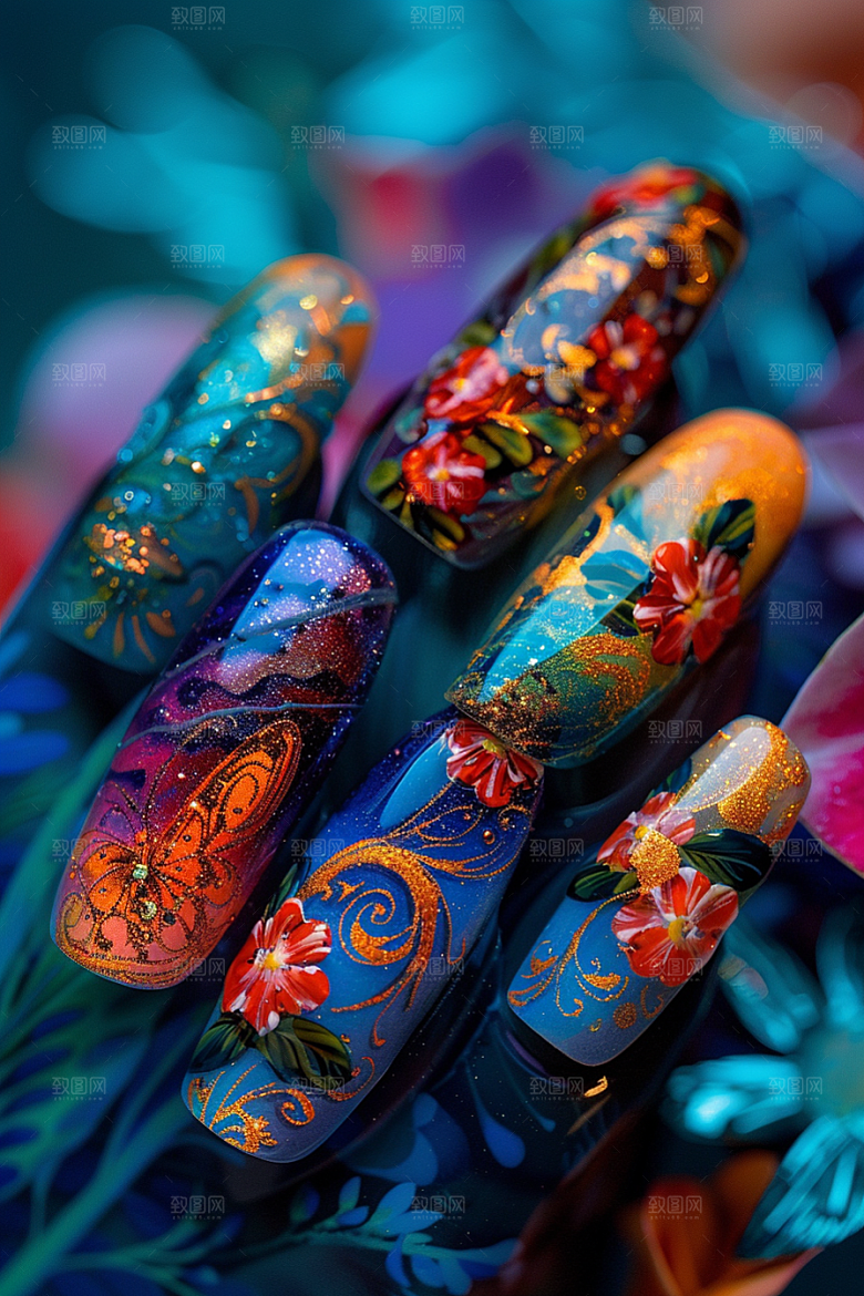 精致美甲展示高清素材