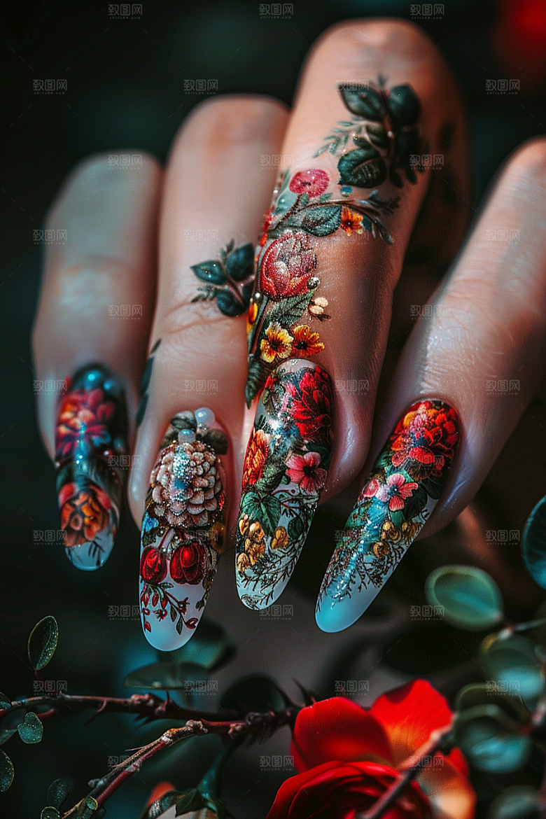 精致美甲设计唯美素材