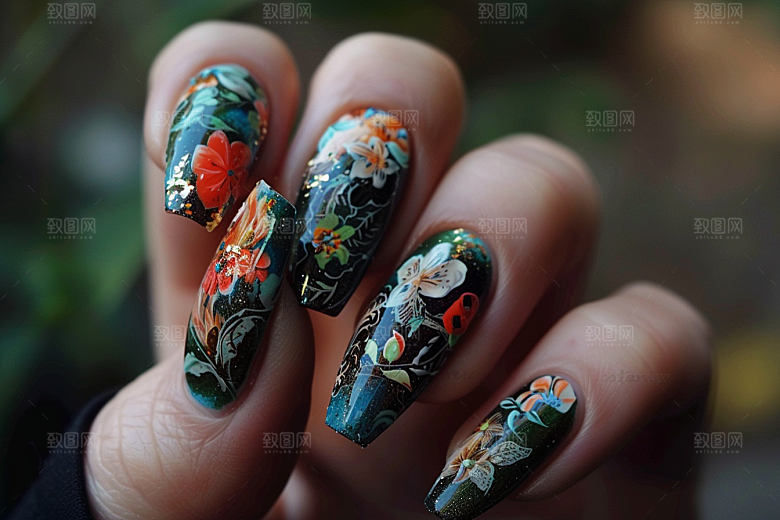 精致美甲彩妆作品素材