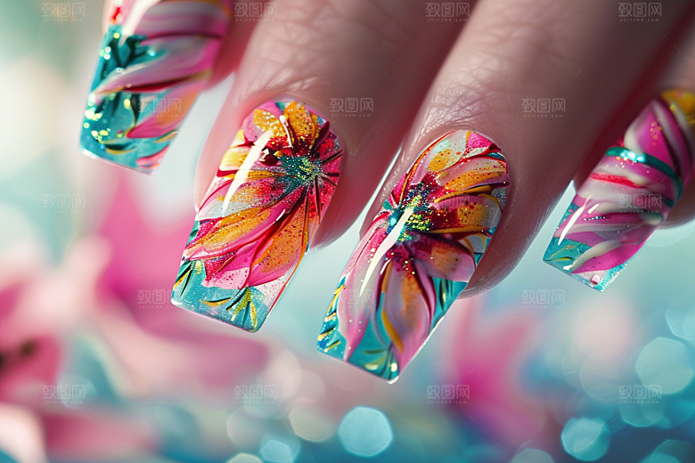 精致美甲展示唯美素材