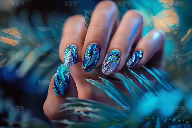 精致美甲作品流行元素素材
