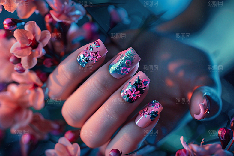 精致美甲化妆展示素材