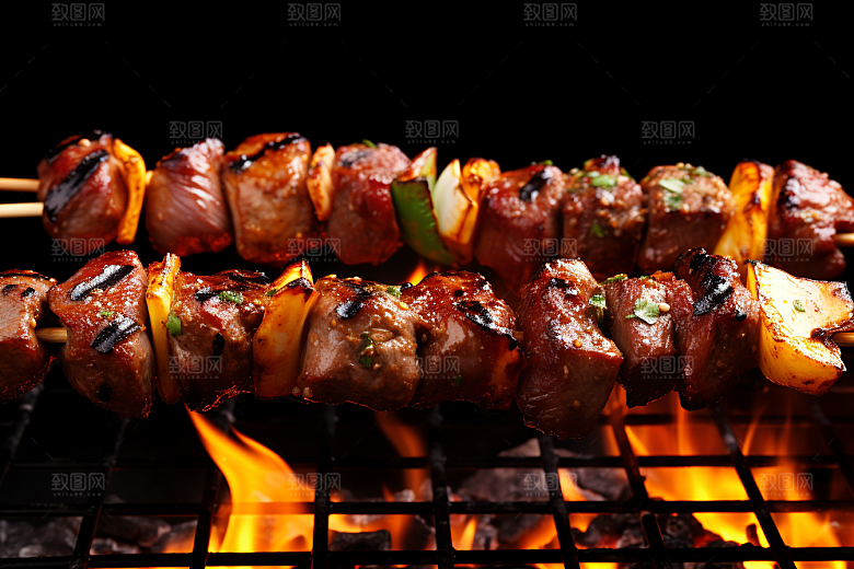 烧烤烤肉小吃羊肉串素材