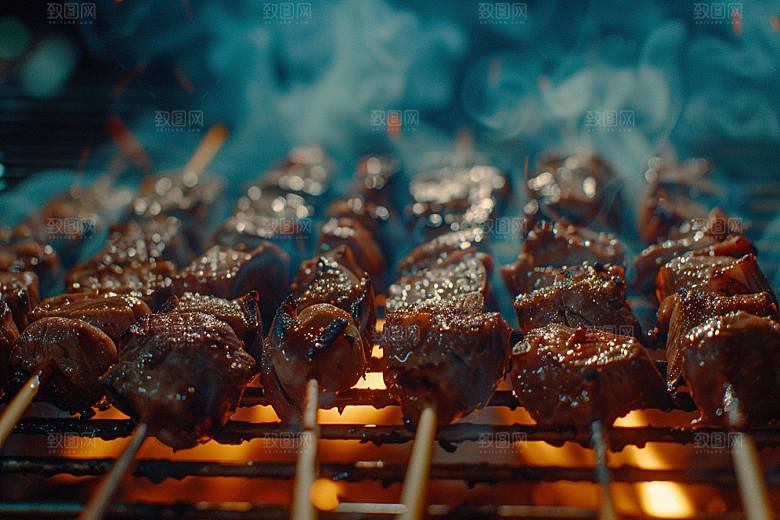 烧烤烤肉街头鸡肉串素材