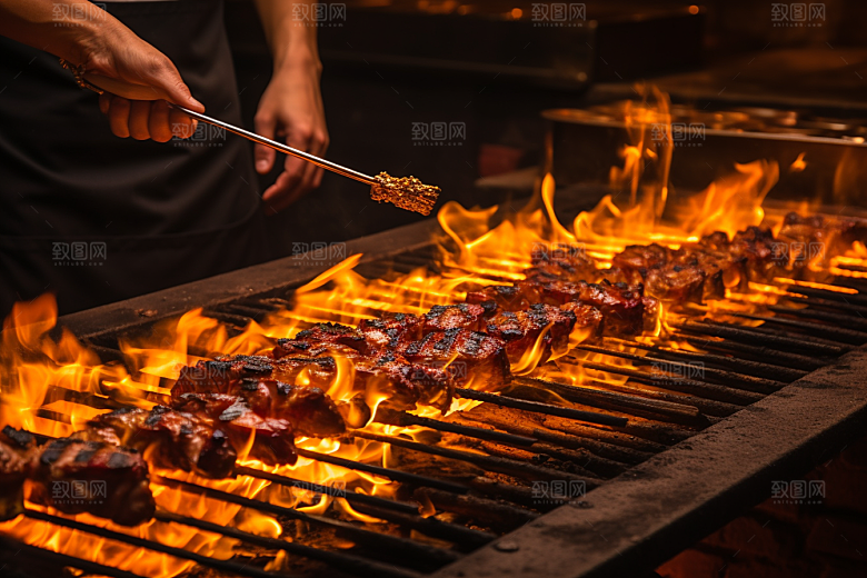 烧烤烤肉牛肉串烤串素材