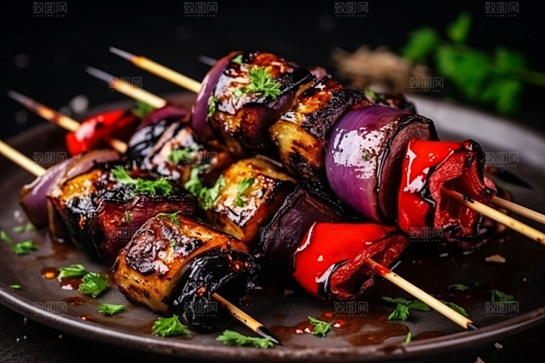 火热烤串夜宵美味摄影图