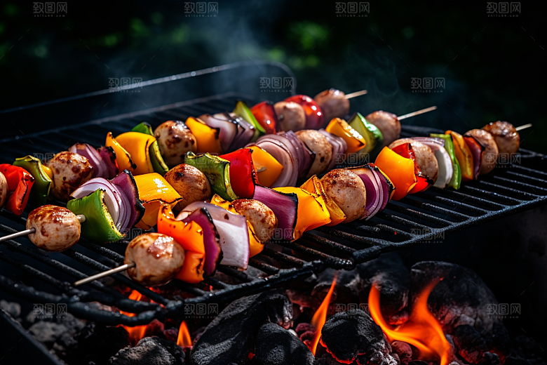 火热烤串烤肉夏天摄影图