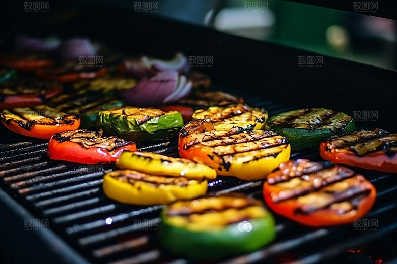 火热烤串香酥肉串摄影图