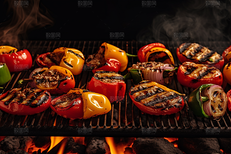 火热烤串夜宵香酥摄影图