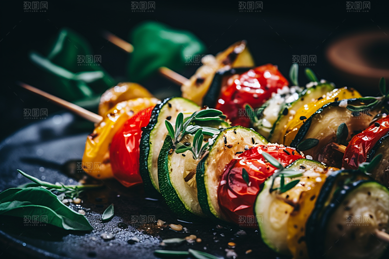 火热烤串肉串美味摄影图