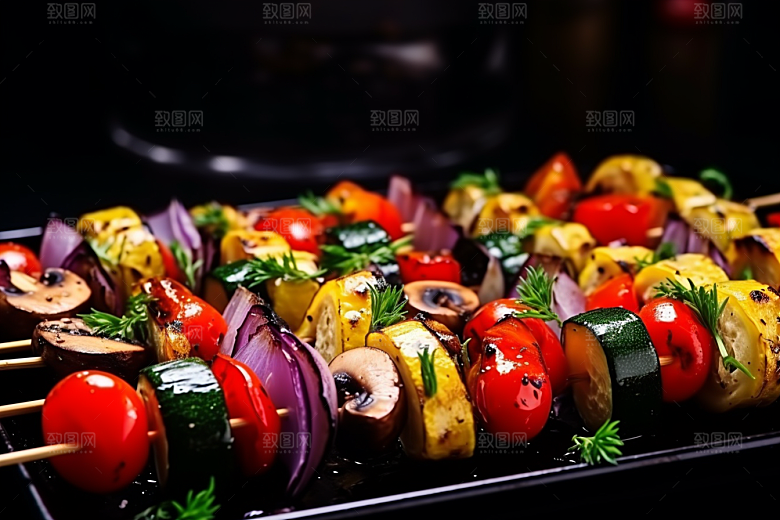 火热烤串烟熏火燎肉串摄影图