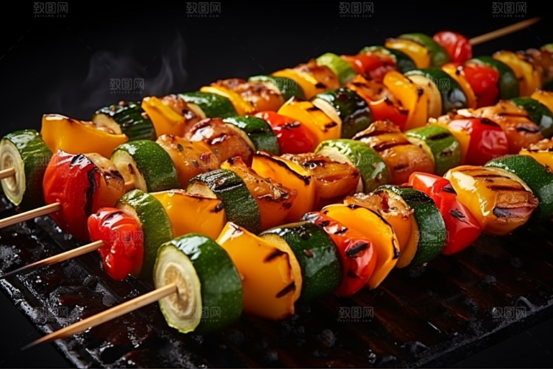 火热烤串肉串夜宵摄影图