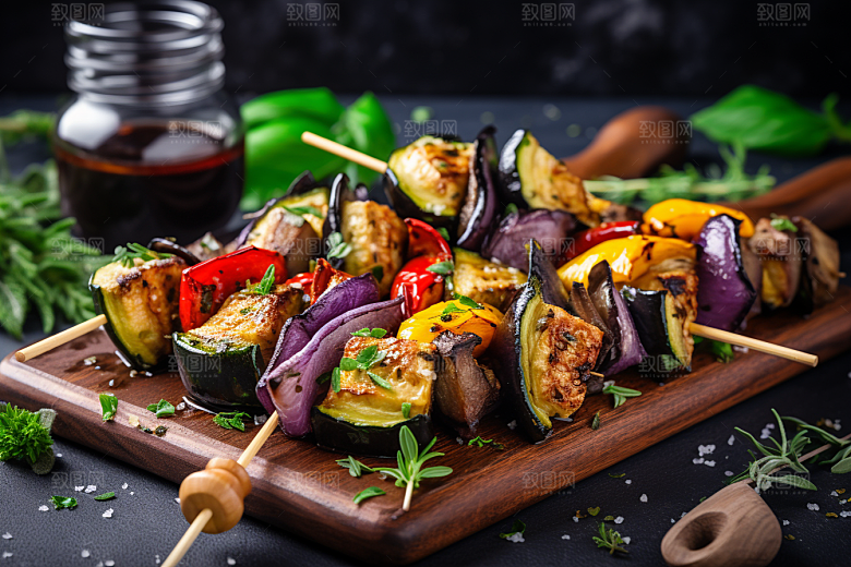 火热烤串美食炙烤摄影图