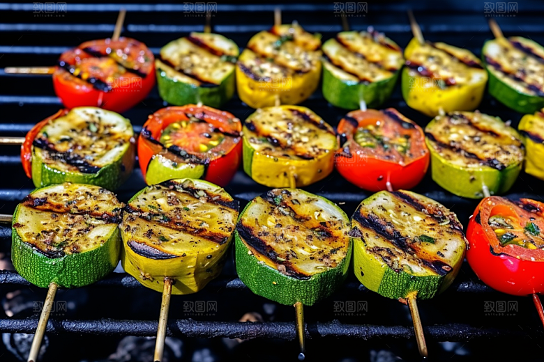 火热烤串美食夏天摄影图
