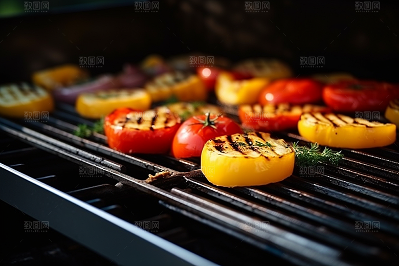 火热烤串夏季美味摄影图