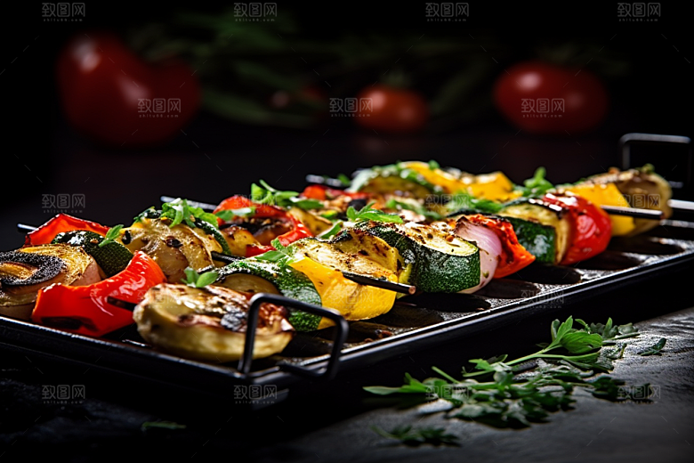 火热烤串肉串夏天摄影图