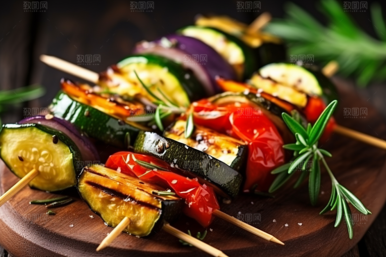 火热烤串美食烤肉摄影图