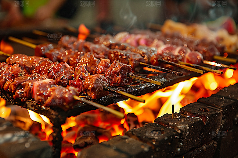 火热烤串烤肉美食摄影图