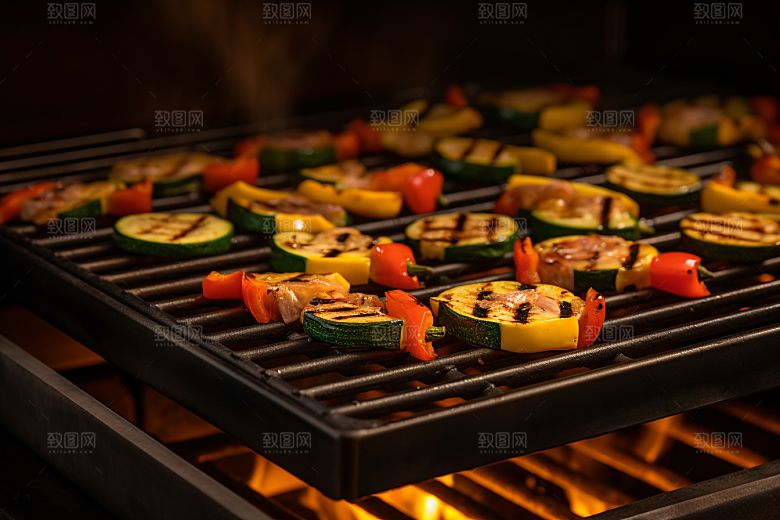 火热烤串美食小吃摄影图