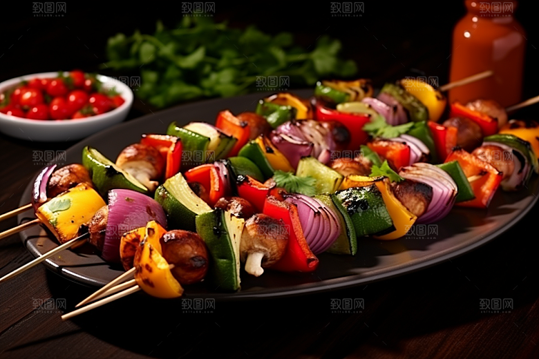 火热烤串夏季肉串摄影图