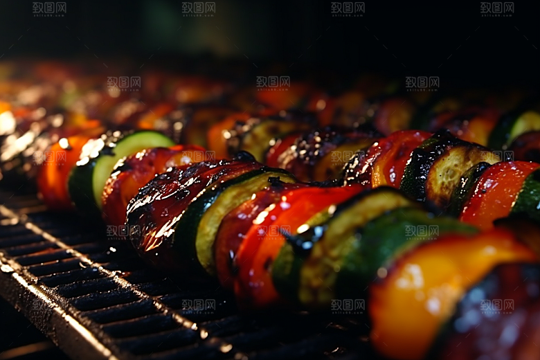 火热烤串烤肉美味摄影图