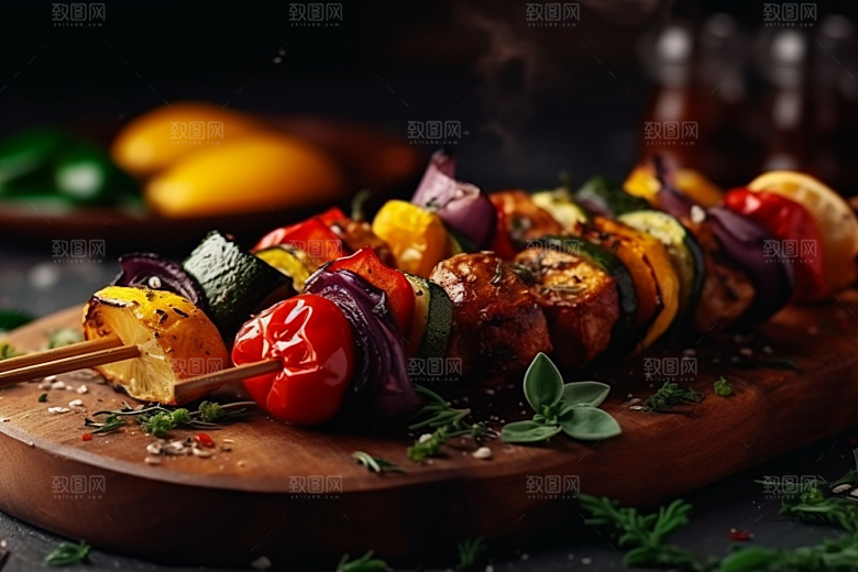 火热烤串肉串夜宵摄影图