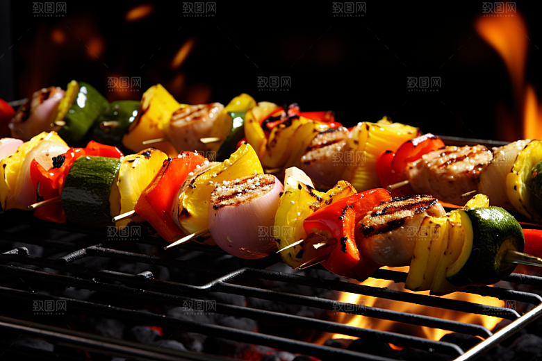 火热烤串烤肉夏天摄影图